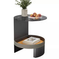 2 Tier Luxury Side End Table Glass Top Saddle Leather Storage Shelf Accent Table V767-CJ-X123