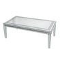 Silver Mirrored Coffee Table with Crushed Crystal Diamond Inlay Rectangular Center Table for Living Room V767-CJ-Z1831