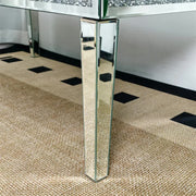Silver Mirrored Coffee Table with Crushed Crystal Diamond Inlay Rectangular Center Table for Living Room V767-CJ-Z1831