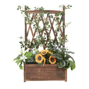 Extra Large Wooden Raised Plant Bed Garden Elevated Planter Box with Trellis V767-HJ-XM117-L-V1