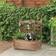 Fin Large Wooden Planter Box Stand Flowerpot Box W/ Trellis Support Patio Lattice V767-HJ-XM117-S