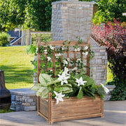 Fin Large Wooden Planter Box Stand Flowerpot Box W/ Trellis Support Patio Lattice V767-HJ-XM117-S
