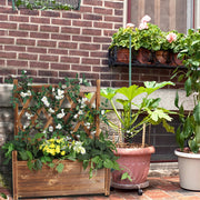 Fin Large Wooden Planter Box Stand Flowerpot Box W/ Trellis Support Patio Lattice V767-HJ-XM117-S