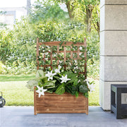 Fin Large Wooden Planter Box Stand Flowerpot Box W/ Trellis Support Patio Lattice V767-HJ-XM117-S