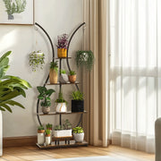 180Cm Tall Plant Stand Indoor Vase-Shape Metal Plant Shelf With Hanging Hooks V767-HJ-XZ1616