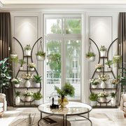 180Cm Tall Plant Stand Indoor Vase-Shape Metal Plant Shelf With Hanging Hooks V767-HJ-XZ1616