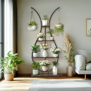 180Cm Tall Plant Stand Indoor Vase-Shape Metal Plant Shelf With Hanging Hooks V767-HJ-XZ1616