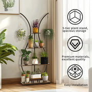 180Cm Tall Plant Stand Indoor Vase-Shape Metal Plant Shelf With Hanging Hooks V767-HJ-XZ1616