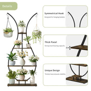 180Cm Tall Plant Stand Indoor Vase-Shape Metal Plant Shelf With Hanging Hooks V767-HJ-XZ1616