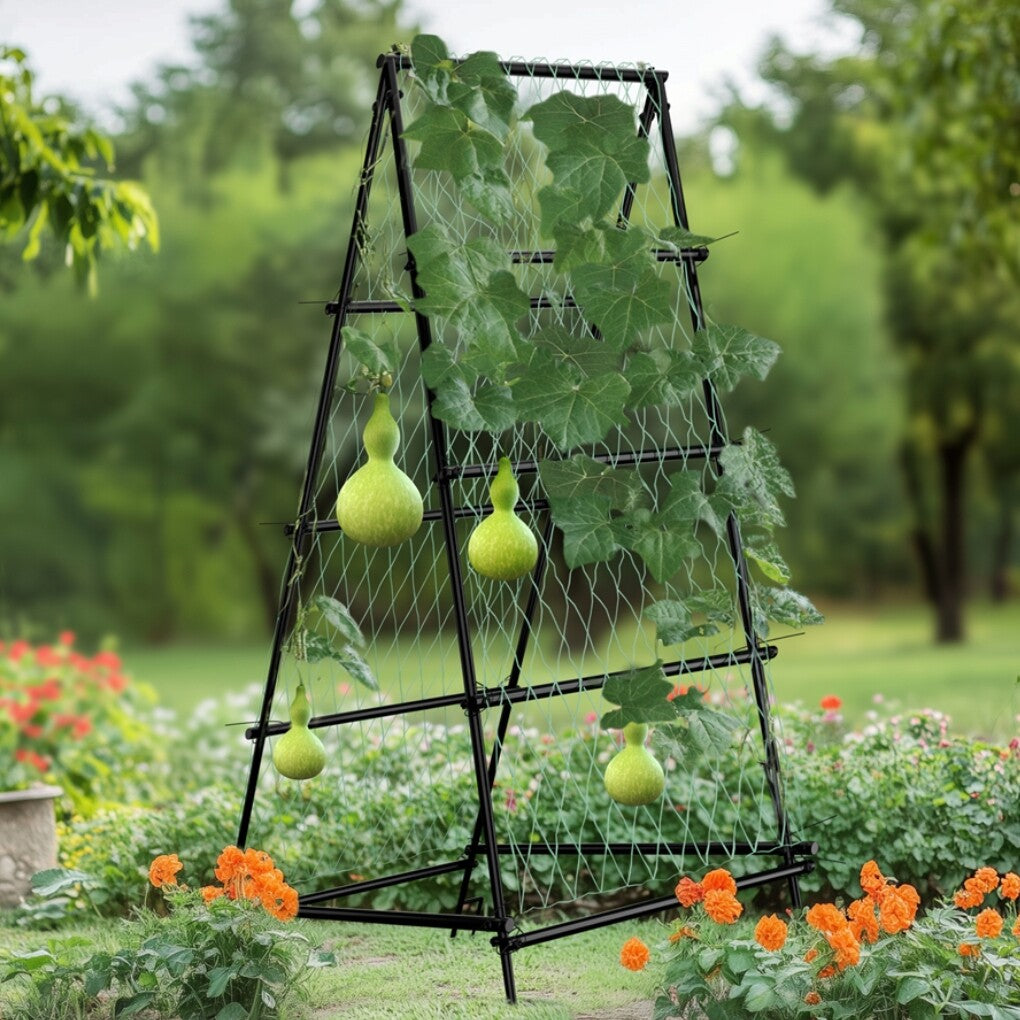 FIN Metal Garden Trellis Arch Climbing Plants Grow Support Frame with Ground Spikes V767-HJ-XZ1638