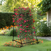 FIN Metal Garden Trellis Arch Climbing Plants Grow Support Frame with Ground Spikes V767-HJ-XZ1638