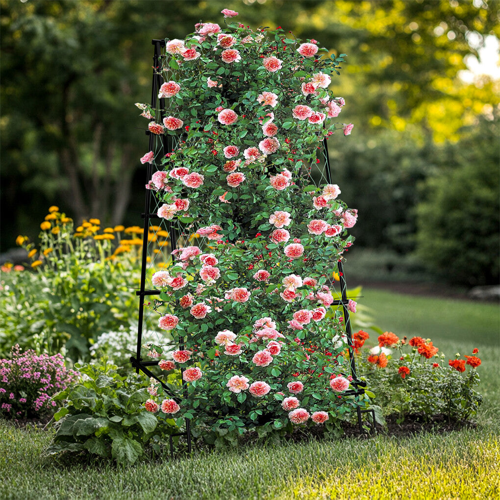 FIN Metal Garden Trellis Arch Climbing Plants Grow Support Frame with Ground Spikes V767-HJ-XZ1638