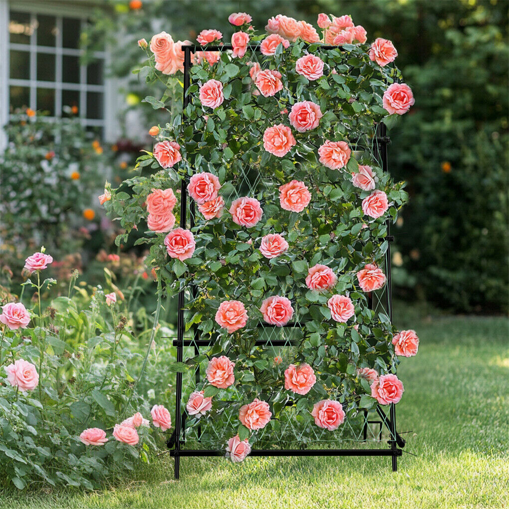 FIN Metal Garden Trellis Arch Climbing Plants Grow Support Frame with Ground Spikes V767-HJ-XZ1638