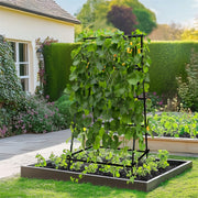 FIN Metal Garden Trellis Arch Climbing Plants Grow Support Frame with Ground Spikes V767-HJ-XZ1638