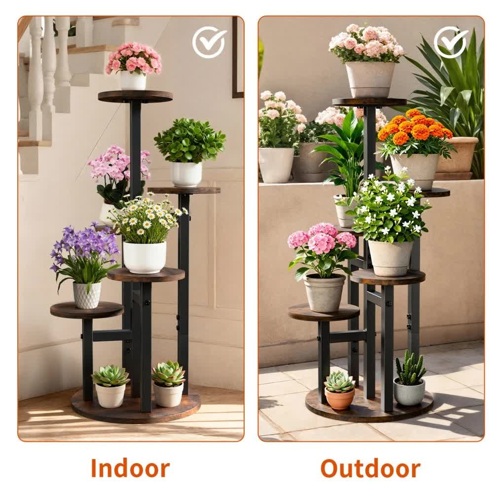 Multi-Tier Flower Plant Stand Industrial Metal Garden Flower Pots Rack AU V767-HJ-XZ1911