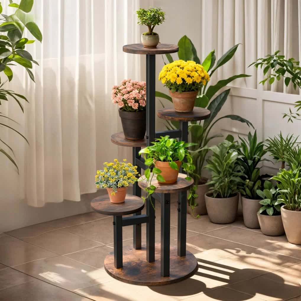 Multi-Tier Flower Plant Stand Industrial Metal Garden Flower Pots Rack AU V767-HJ-XZ1911