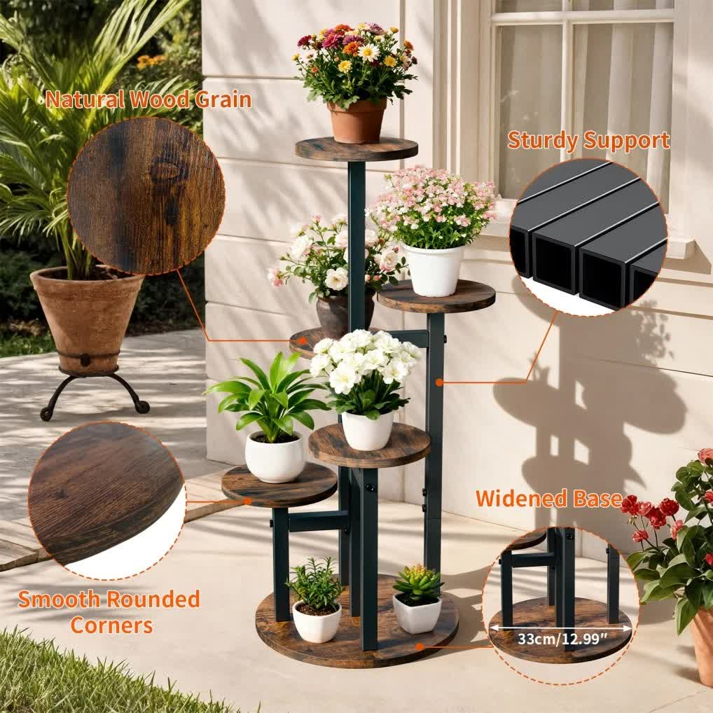 Multi-Tier Flower Plant Stand Industrial Metal Garden Flower Pots Rack AU V767-HJ-XZ1911