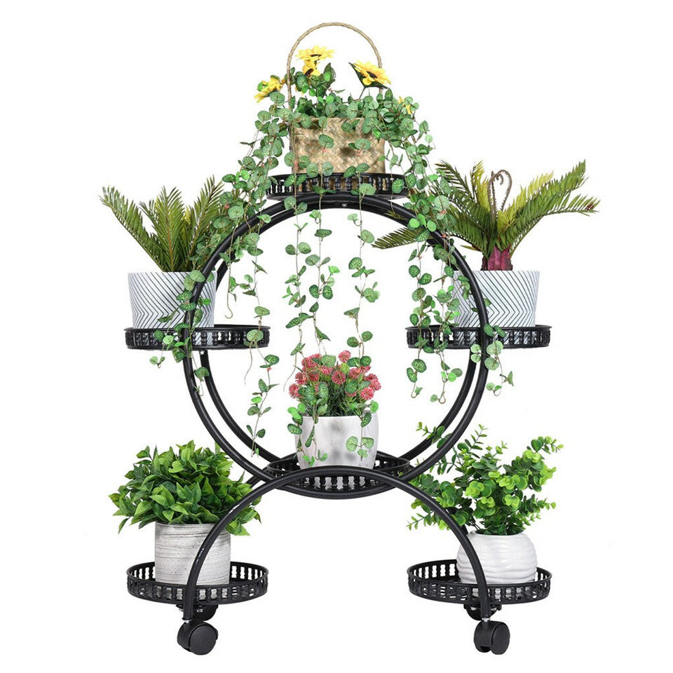 Metal Plant Stand Rack 4Tier Indoor Flower Pot Stand with Wheels for Living Room V767-HJ-ZT112
