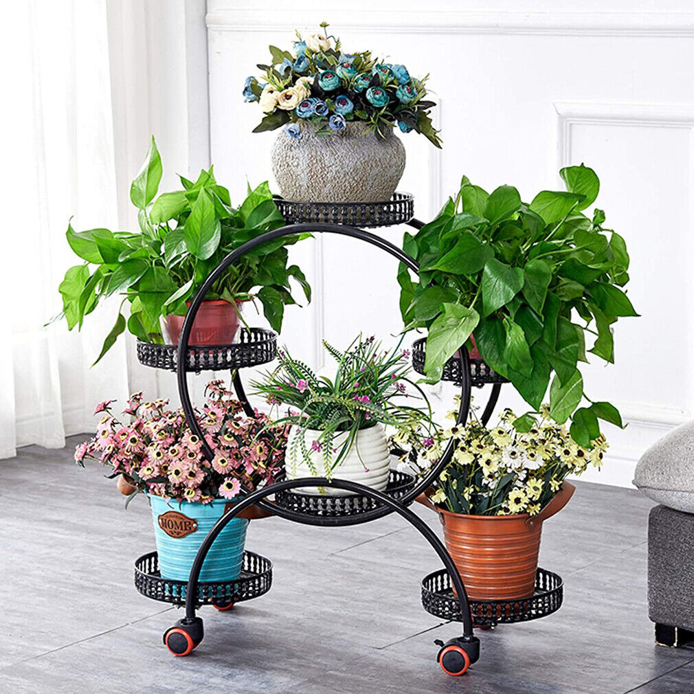 Metal Plant Stand Rack 4Tier Indoor Flower Pot Stand with Wheels for Living Room V767-HJ-ZT112
