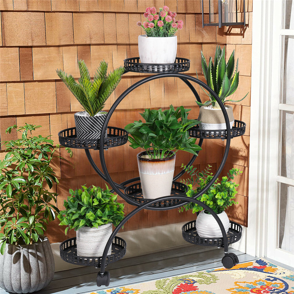 Metal Plant Stand Rack 4Tier Indoor Flower Pot Stand with Wheels for Living Room V767-HJ-ZT112