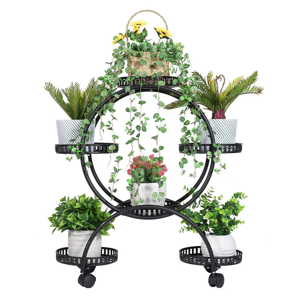 Metal Plant Stand Rack 4Tier Indoor Flower Pot Stand with Wheels for Living Room V767-HJ-ZT112