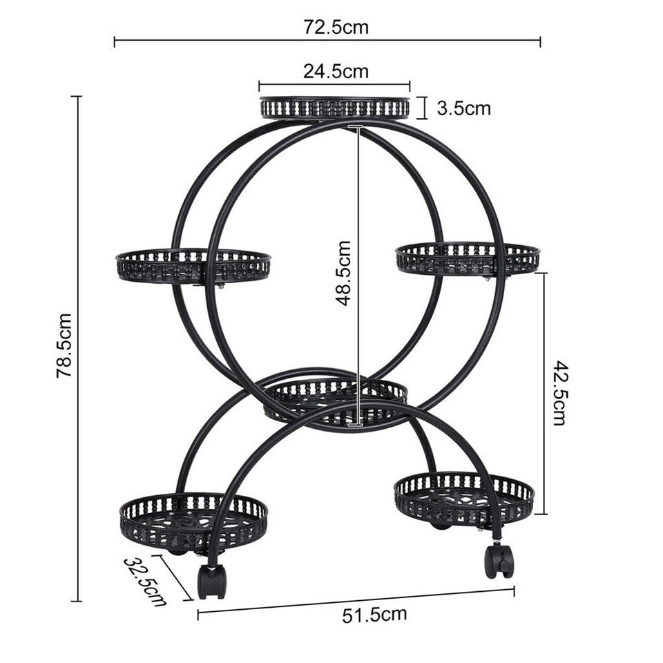 Metal Plant Stand Rack 4Tier Indoor Flower Pot Stand with Wheels for Living Room V767-HJ-ZT112