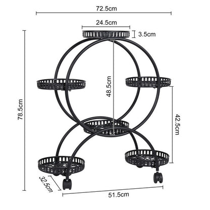 Metal Plant Stand Rack 4Tier Indoor Flower Pot Stand with Wheels for Living Room V767-HJ-ZT112
