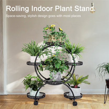 Metal Plant Stand Rack 4Tier Indoor Flower Pot Stand with Wheels for Living Room V767-HJ-ZT112