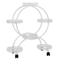 Fin White Metal Plant Stand 6-Potted Flower Pot Holder W Wheels 4 Tier Display Shelf V767-HJ-ZT112-WT