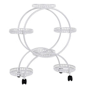 Fin White Metal Plant Stand 6-Potted Flower Pot Holder W Wheels 4 Tier Display Shelf V767-HJ-ZT112-WT