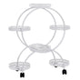 Fin White Metal Plant Stand 6-Potted Flower Pot Holder W Wheels 4 Tier Display Shelf V767-HJ-ZT112-WT