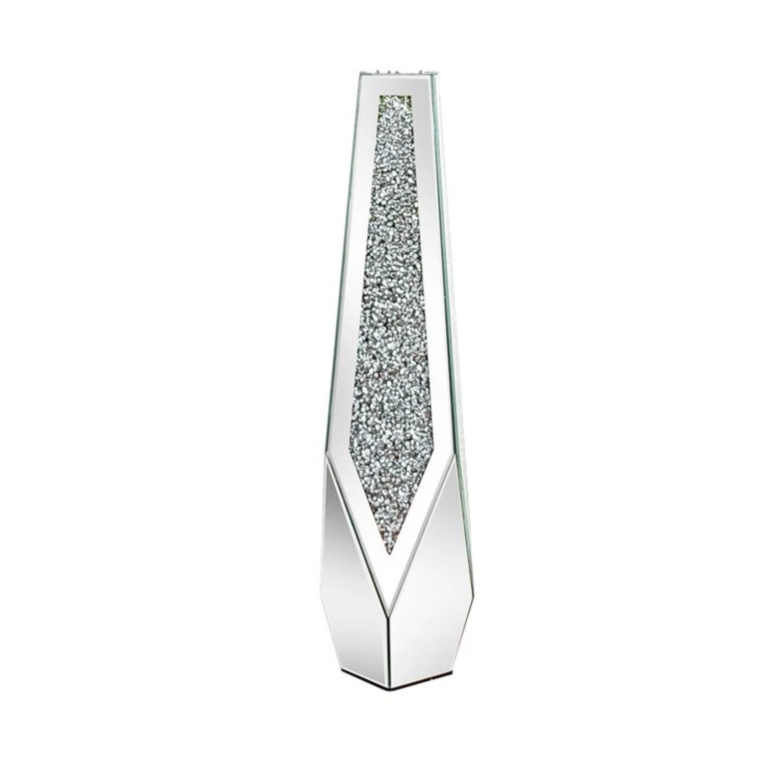 P&P Silver Sparkling Diamond Floor Vase with Glass Inlay for Modern Living Room Decoration V767-HP-XZ1779