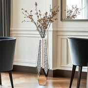 P&P Silver Sparkling Diamond Floor Vase with Glass Inlay for Modern Living Room Decoration V767-HP-XZ1779