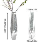 P&P Silver Sparkling Diamond Floor Vase with Glass Inlay for Modern Living Room Decoration V767-HP-XZ1779