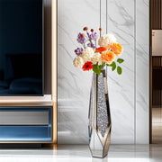 P&P Silver Sparkling Diamond Floor Vase with Glass Inlay for Modern Living Room Decoration V767-HP-XZ1779