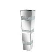 P&P Silver Crushed Diamond Flower Vase with Mirrored Glass for Elegant Home Decoration V767-HP-XZ1812
