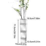 P&P Silver Crushed Diamond Flower Vase with Mirrored Glass for Elegant Home Decoration V767-HP-XZ1812