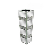 P&P Silver Diamond Inlaid Table Vase, Modern Decorative Centerpiece for Home V767-HP-XZ1812-S