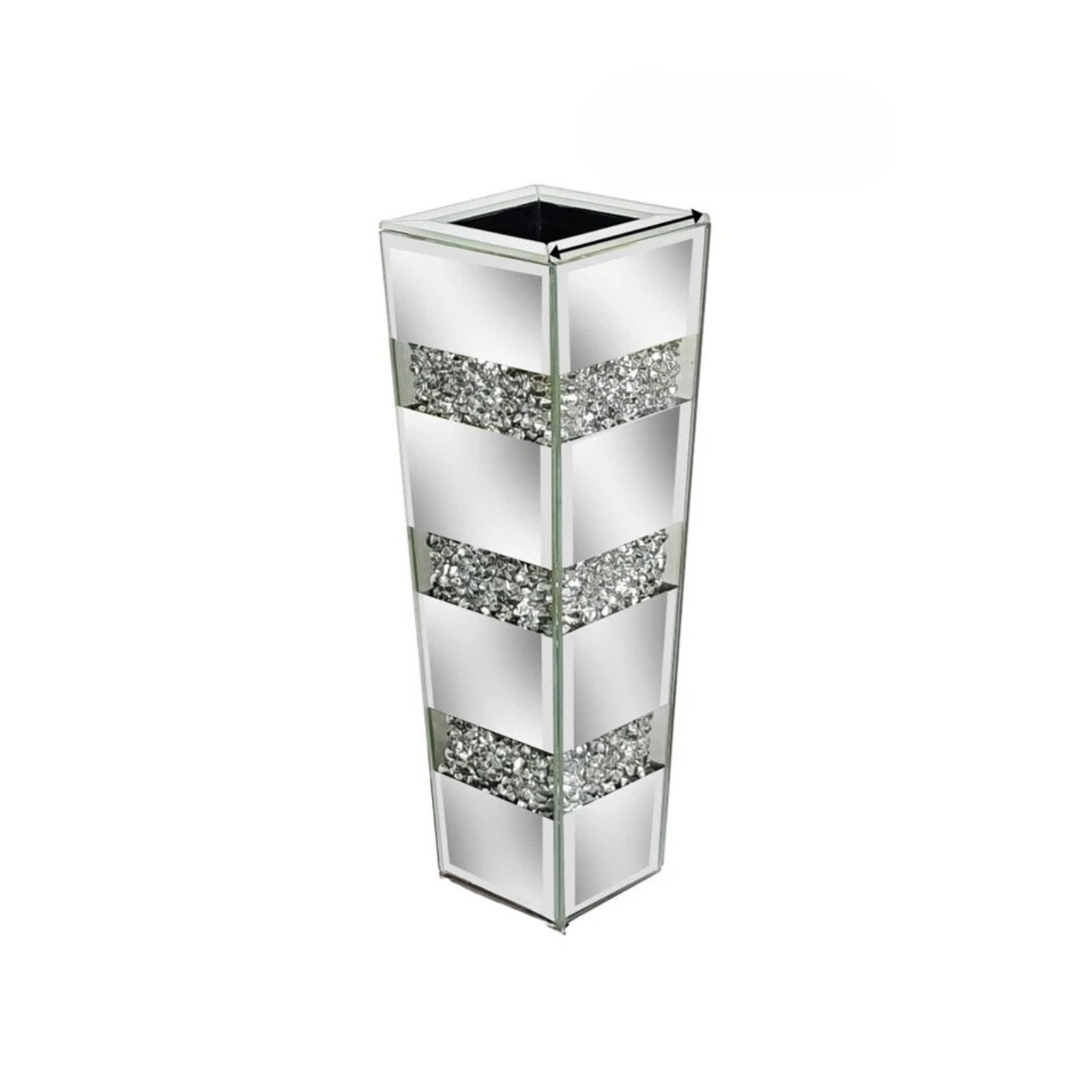 P&P Silver Diamond Inlaid Table Vase, Modern Decorative Centerpiece for Home V767-HP-XZ1812-S