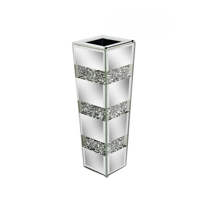 P&P Silver Diamond Inlaid Table Vase, Modern Decorative Centerpiece for Home V767-HP-XZ1812-S