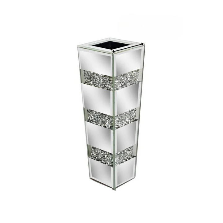 P&P Silver Diamond Inlaid Table Vase, Modern Decorative Centerpiece for Home V767-HP-XZ1812-S