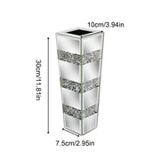 P&P Silver Diamond Inlaid Table Vase, Modern Decorative Centerpiece for Home V767-HP-XZ1812-S