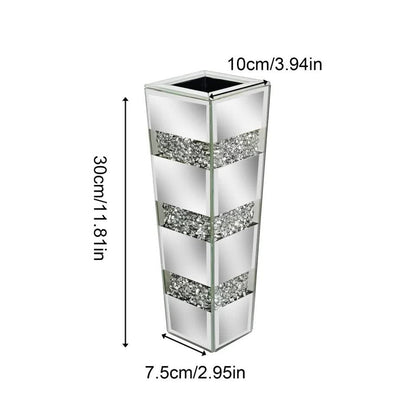 P&P Silver Diamond Inlaid Table Vase, Modern Decorative Centerpiece for Home V767-HP-XZ1812-S