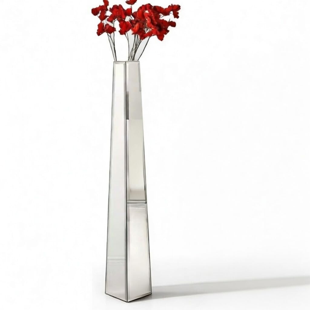 Large Silver Floor Vase 30 Inch Tall Glass Vase for Living Room Decoration & Branch Display V767-HP-XZ1869