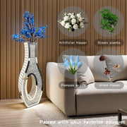 30-Inch Tall Double Sided Crushed Diamond Floor Vase Large Mirrored Silver Crystal Decor V767-HP-ZZ1872