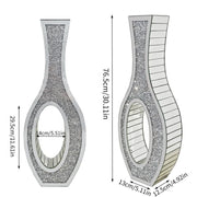 30-Inch Tall Double Sided Crushed Diamond Floor Vase Large Mirrored Silver Crystal Decor V767-HP-ZZ1872