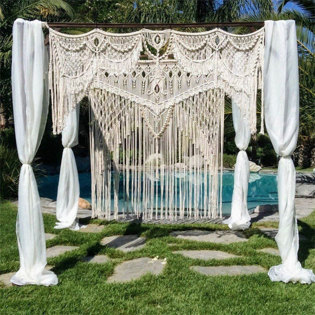 Boho Chic Macrame Tapestry Wedding Backdrop Arch Door Window Hanging Curtains V767-HQ-XB123