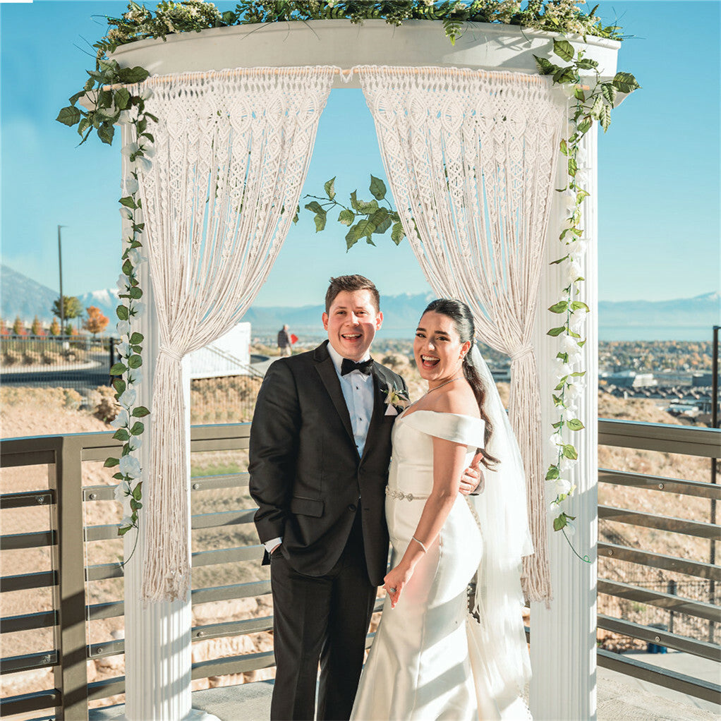 Boho Chic Macrame Tapestry Wedding Backdrop Arch Door Window Hanging Curtains V767-HQ-XB123
