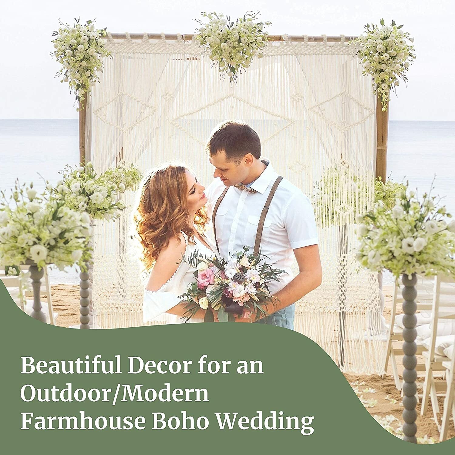 Boho Chic Macrame Tapestry Wedding Backdrop Arch Door Window Hanging Curtains V767-HQ-XB123