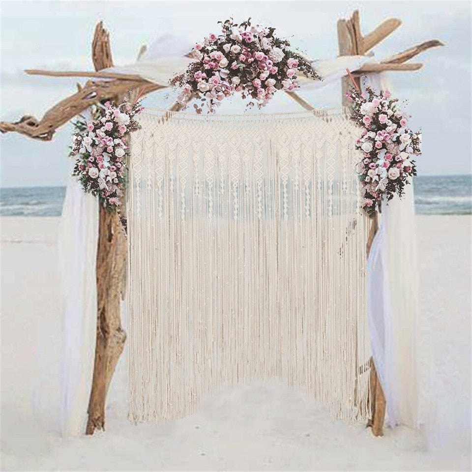 Boho Chic Macrame Tapestry Wedding Backdrop Arch Door Window Hanging Curtains V767-HQ-XB123